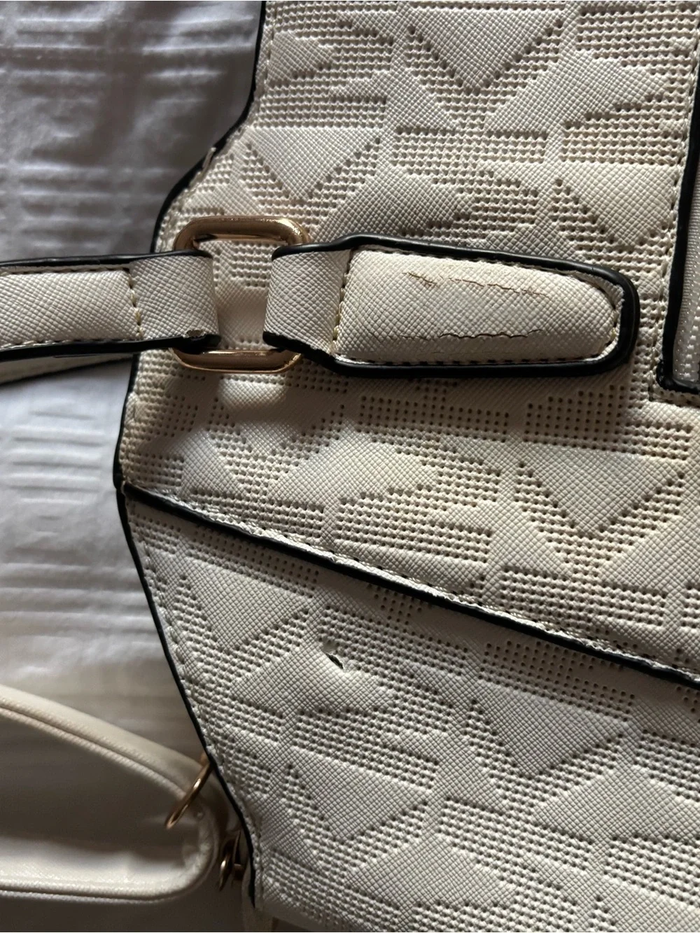 Michael Kors Cream MK Logo Tote with Gold-Tone Medallion